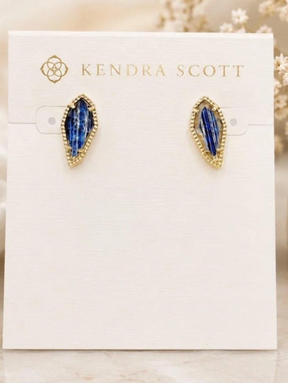 **Kendra Scott® Muriel Gold Stud Navy Dusted Glass Earrings**